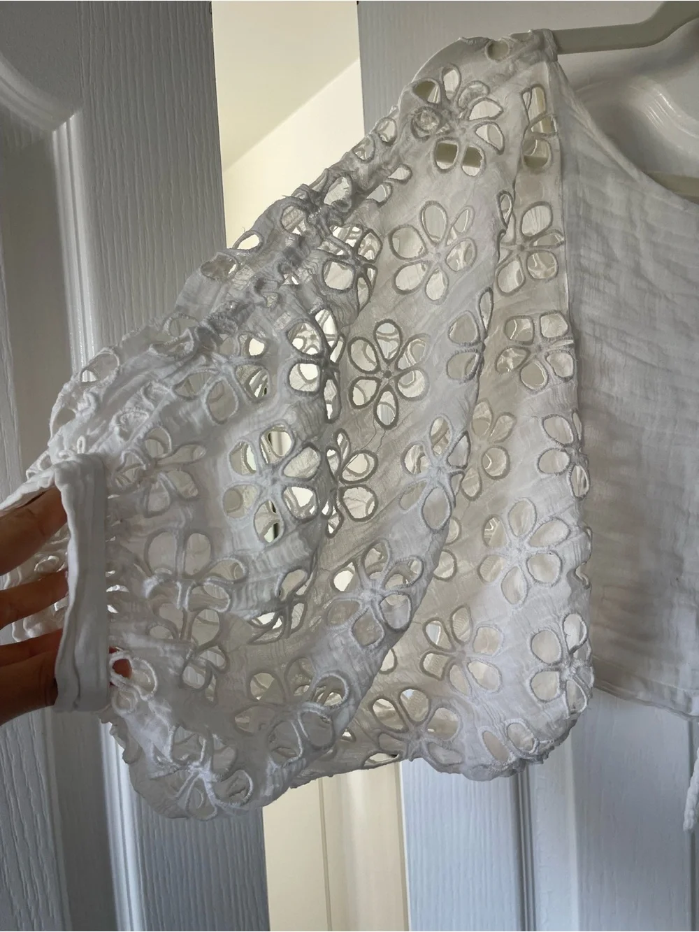 Free People Eyelet Puff-Sleeve Crop Top